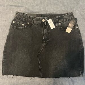 Black denim cut-off skirt